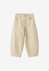 Il Gufo Girls Balloon-Leg Pants Beige A25GPL0014C6073DE/R_GUFO-112