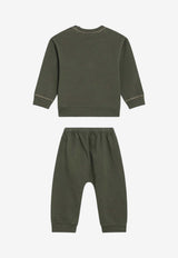 Teddy & Minou Babies Logo Patch Sweatshirt and Pants Set Green A25TDF0001M7215CO/R_TEDDY-594