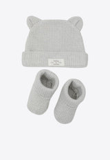 Teddy & Minou Babies Logo Patch Rib Knit Gift Set - Set of 2 Gray A25THC0002M0151CO/R_TEDDY-013
