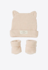 Teddy & Minou Babies Logo Patch Rib Knit Gift Set - Set of 2 Pink A25THC0002M0151CO/R_TEDDY-304