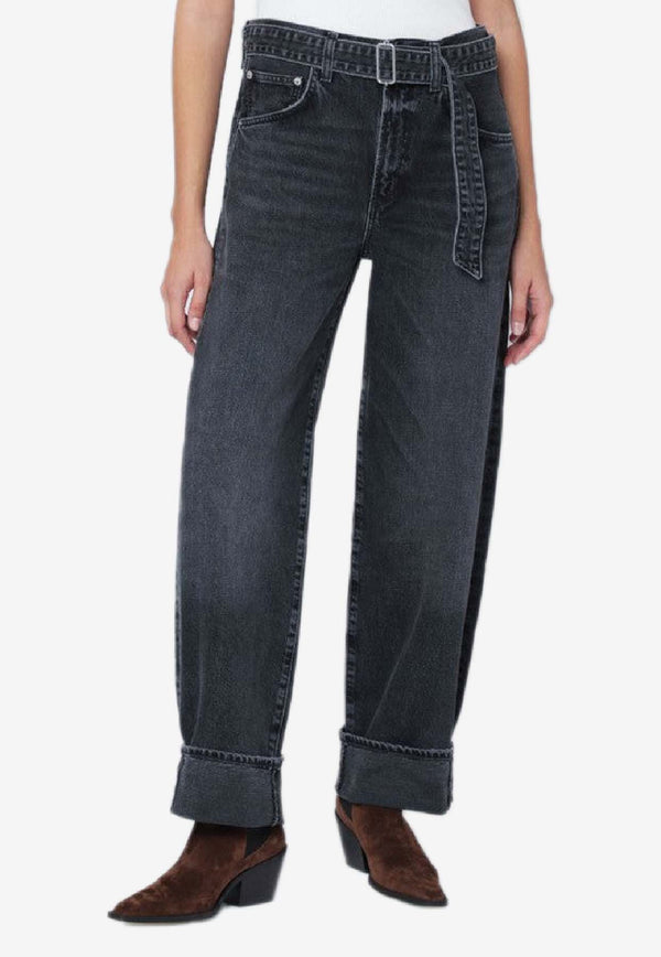 Agolde Cuffed Taper Straight-Leg Pants Black A2701817/R_AGOLD-ARNE