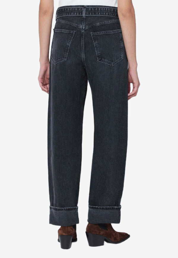 Agolde Cuffed Taper Straight-Leg Pants Black A2701817/R_AGOLD-ARNE