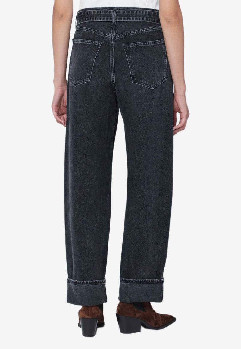 Agolde Cuffed Taper Straight-Leg Pants Black A2701817/R_AGOLD-ARNE