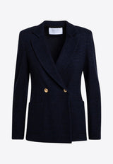 Harris Wharf London Vichy Pattern Double-Breasted Jacket  Blue A3502MRA/P_HARWH-RA01