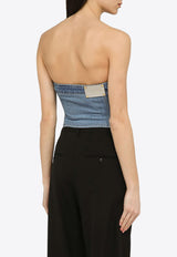 Dion Lee Denim Zip-Up Strapless Top Blue A3644PS24DE/O_DIONL-6047