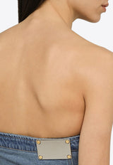 Dion Lee Denim Zip-Up Strapless Top Blue A3644PS24DE/O_DIONL-6047