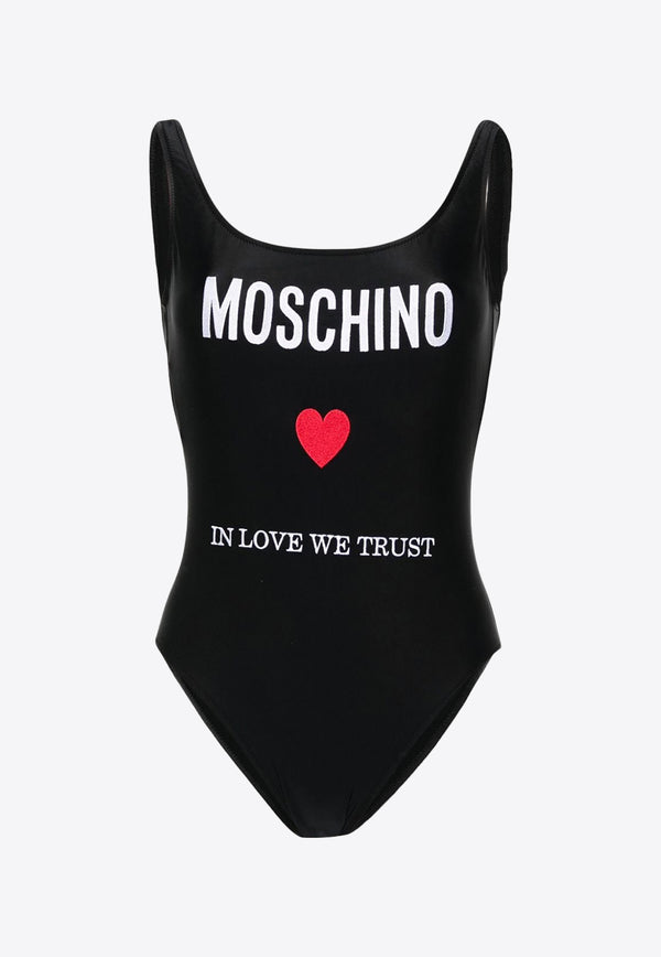 Moschino Logo One-Piece Swimsuit A4202 0577 2555 Black