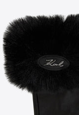 Karl Lagerfeld K/Signature Faux-Fur Leather Gloves Black A4W33016_BLACK