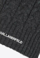 Karl Lagerfeld K/Essential Cable Knit Scarf Gray A4W33029_DARK GREY