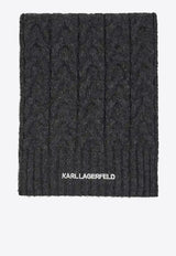 Karl Lagerfeld K/Essential Cable Knit Scarf Gray A4W33029_DARK GREY