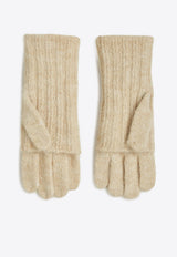 Karl Lagerfeld Ikon Ribbed Knit Gloves Beige A4W33054_BEIGE