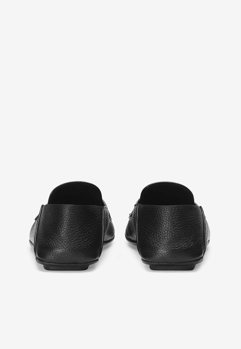 Dolce & Gabbana DG Logo Deerskin Loafers Black A50583 A8034 80999