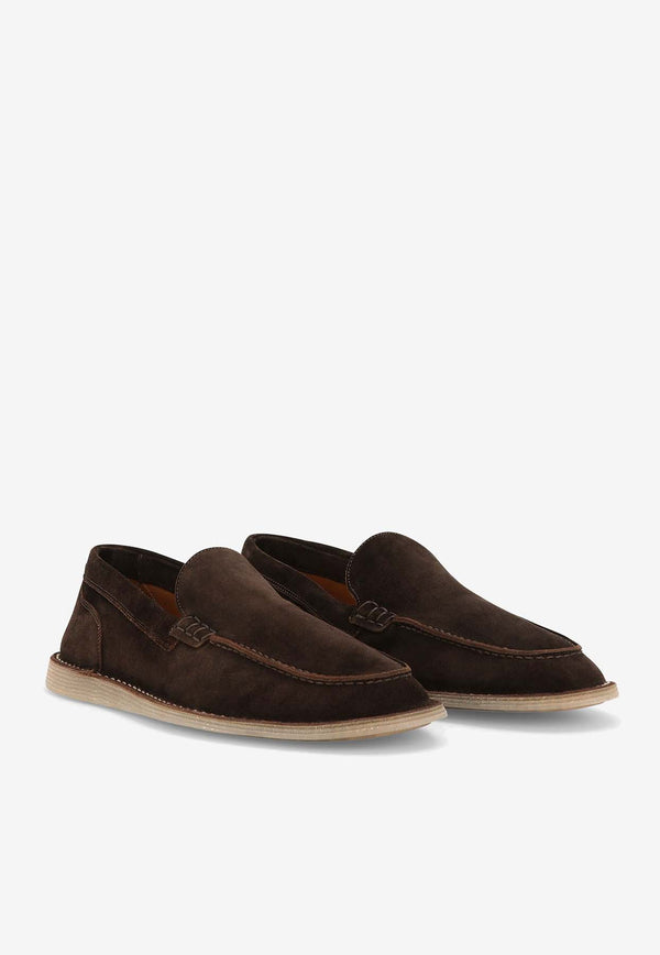 Dolce & Gabbana Logo Suede Loafers A50593 AS707 80081 Brown