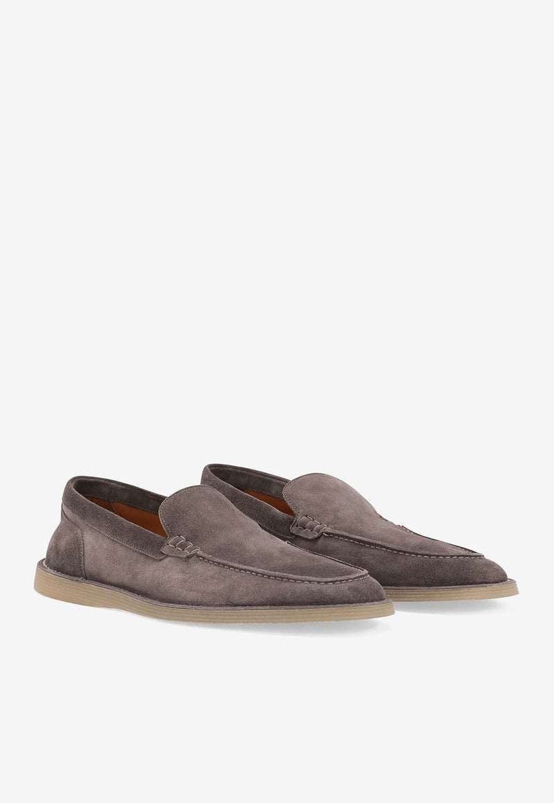 Dolce & Gabbana Logo Suede Loafers A50593 AS707 80730 Gray