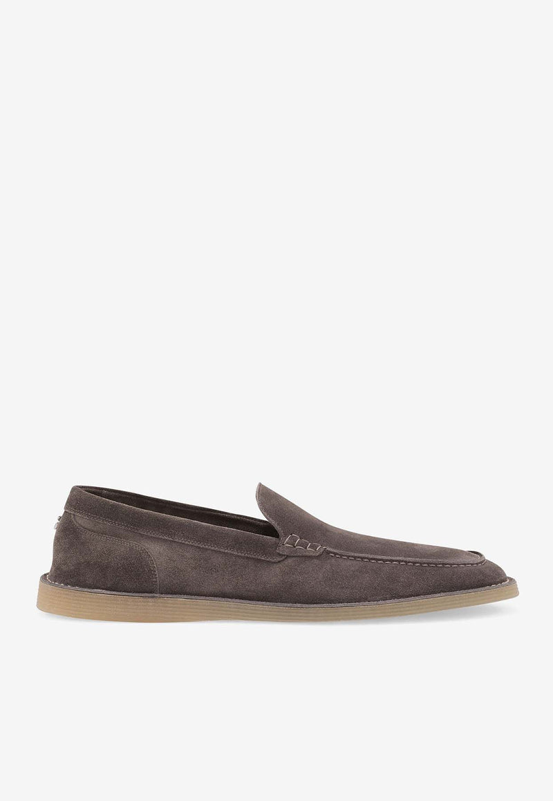 Dolce & Gabbana Logo Suede Loafers A50593 AS707 80730 Gray