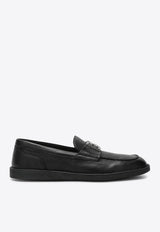 Dolce & Gabbana DG Logo Deerskin Leather Loafers Black A50601A8034/R_DOLCE-80999