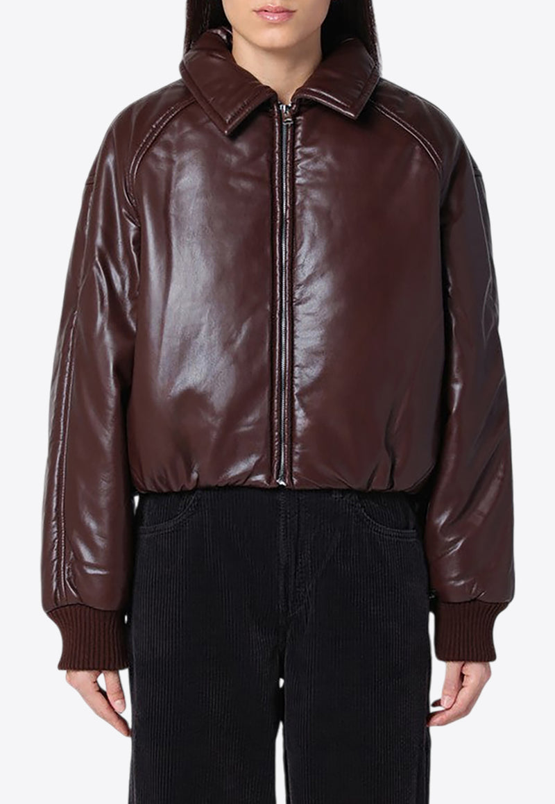 Agolde Faux Leather Padded Bomber Jacket Brown A50711287/P_AGOLD-ESRO