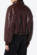 Agolde Faux Leather Padded Bomber Jacket Brown A50711287/P_AGOLD-ESRO