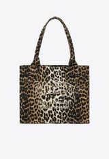 GANNI Leopard Print Tote Bag Brown A5807CO/Q_GAN-943