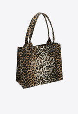 GANNI Leopard Print Tote Bag Brown A5807CO/Q_GAN-943