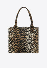 GANNI Leopard Print Tote Bag Brown A5807CO/Q_GAN-943