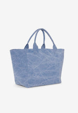 GANNI Oversized Washed Tote Bag Blue A5967BLUE