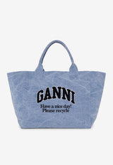 GANNI Oversized Washed Tote Bag Blue A5967BLUE