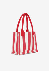 GANNI Large Easy Striped Tote Bag Red A5970RED MULTI