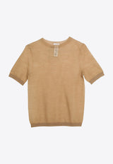 Acne Studios Sheer Knit Wool-Blend T-shirt Beige A60489WO/O_ACNE-DFJ