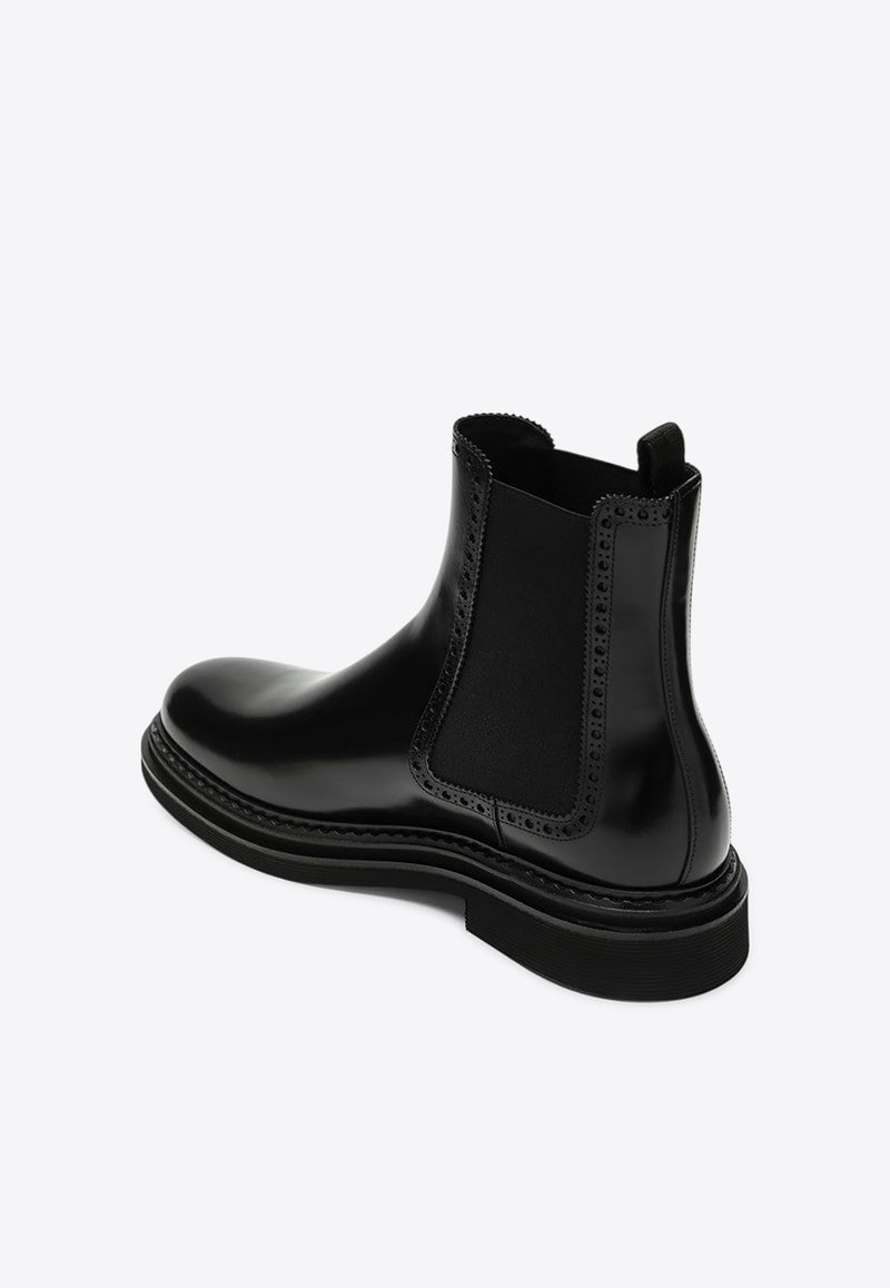 Dolce & Gabbana Day Classic Ankle Boots in Brushed Leather Black A60592A1203/R_DOLCE-80999