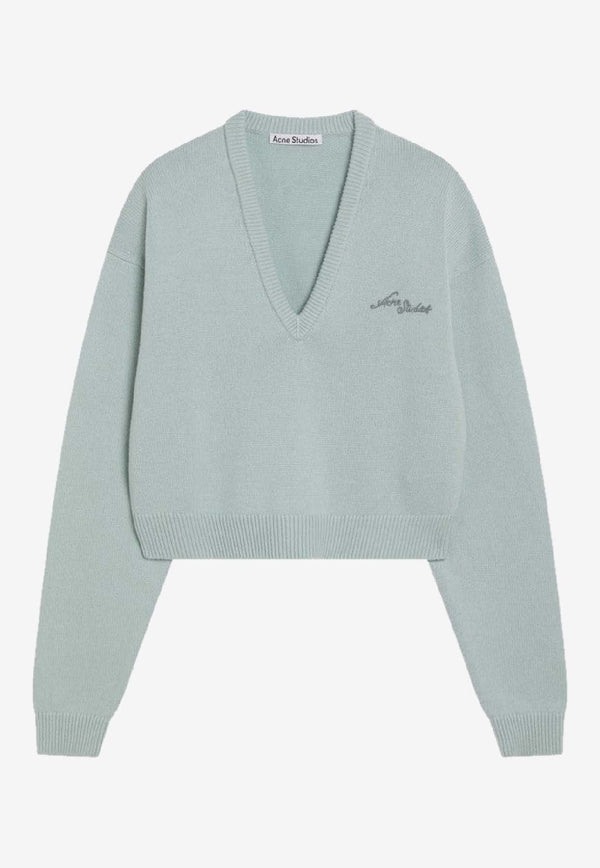 Acne Studios V-neck Cropped Wool Sweater Green A60625CO/R_ACNE-BI8