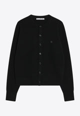 Acne Studios Face Patch Wool Cardigan Black A60634CO_ACNE-900