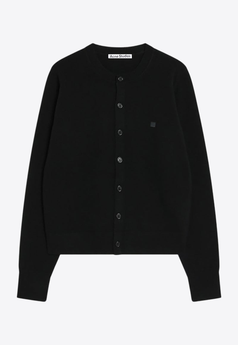 Acne Studios Face Patch Wool Cardigan Black A60634CO_ACNE-900