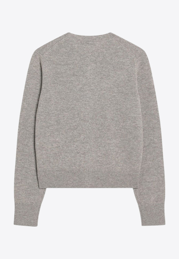 Acne Studios Face Patch Wool Cardigan Gray A60634CO_ACNE-DRN