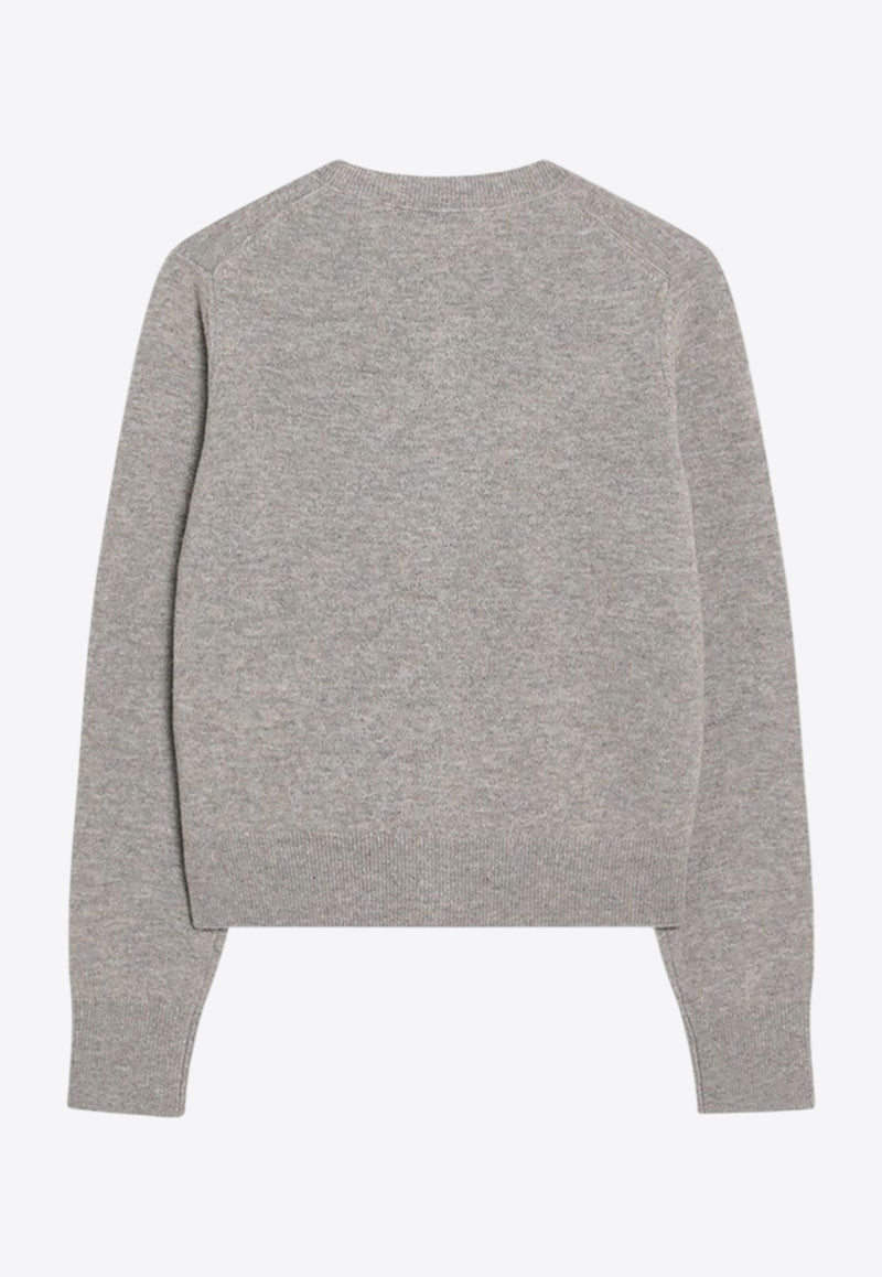 Acne Studios Face Patch Wool Cardigan Gray A60634CO_ACNE-DRN