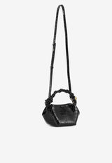 GANNI Mini Bou Croc-Embossed Leather Shoulder Bag Black A6089BLACK