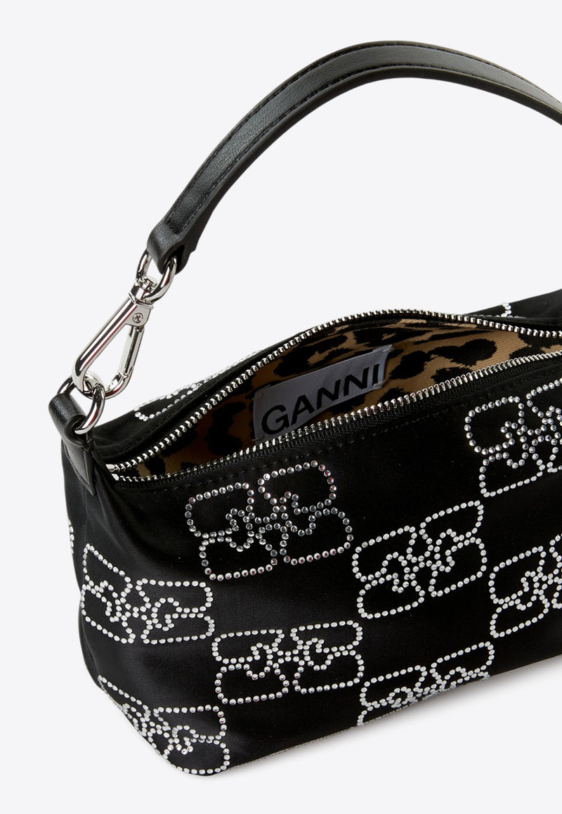 GANNI Small Butterfly Satin Sparkle Pouch Black A6122BLACK