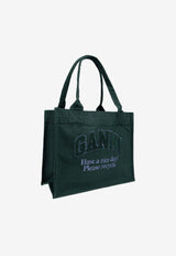 GANNI Large Logo Patch Tote Bag Green A6280GREEN