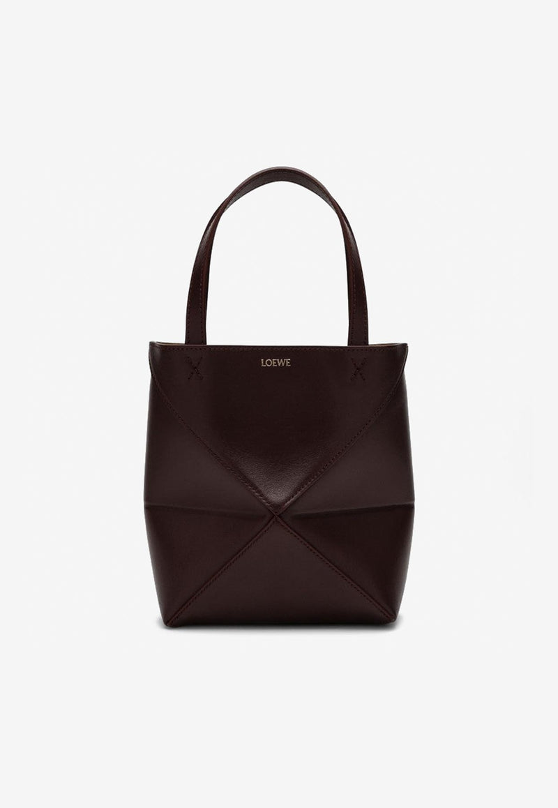 Loewe Mini Puzzle Fold Calf Leather Tote Bag Burgundy A657V25X01LE/P_LOEW-7240