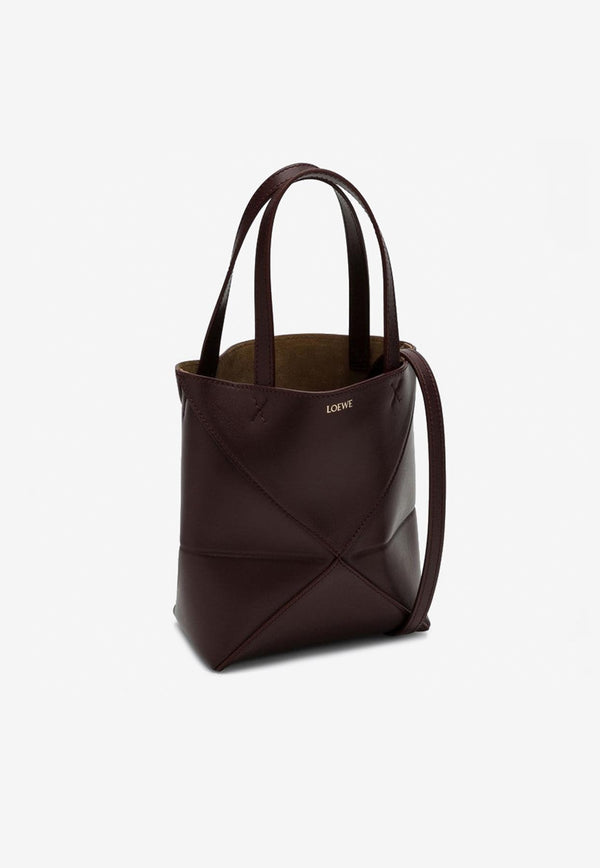 Loewe Mini Puzzle Fold Calf Leather Tote Bag Burgundy A657V25X01LE/P_LOEW-7240