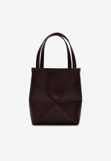 Loewe Mini Puzzle Fold Calf Leather Tote Bag Burgundy A657V25X01LE/P_LOEW-7240