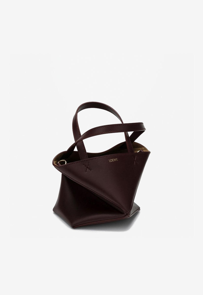 Loewe Mini Puzzle Fold Calf Leather Tote Bag Burgundy A657V25X01LE/P_LOEW-7240