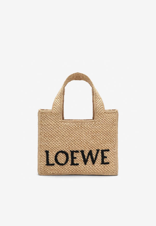 Loewe Small Logo Font Raffia Tote Bag Natural A685B59X03NF/Q_LOEW-2123