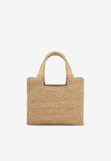 Loewe Small Logo Font Raffia Tote Bag Natural A685B59X03NF/Q_LOEW-2123