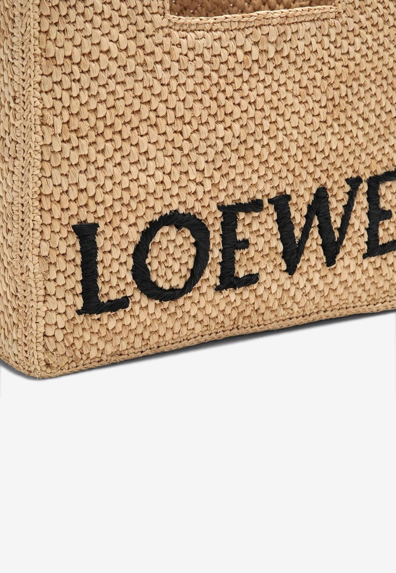 Loewe Small Logo Font Raffia Tote Bag Natural A685B59X03NF/Q_LOEW-2123