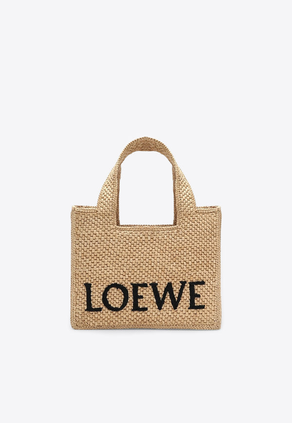 Loewe Small Signature Font Raffia Tote Bag Natural A685B59X03NF/S_LOEW-2123