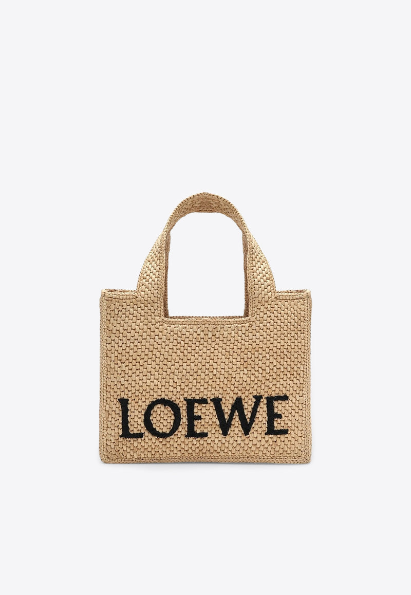 Loewe Small Signature Font Raffia Tote Bag Natural A685B59X03NF/S_LOEW-2123
