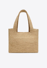 Loewe Logo Font Raffia Tote Bag Natural A685B61X05NF/Q_LOEW-2123