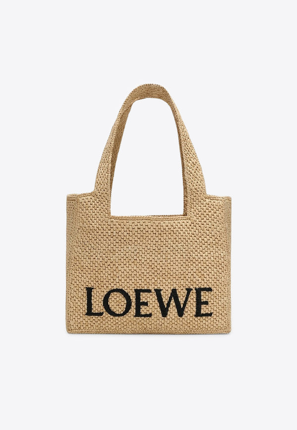 Loewe Medium Signature Font Raffia Tote Bag Natural A685B61X05NF/S_LOEW-2123