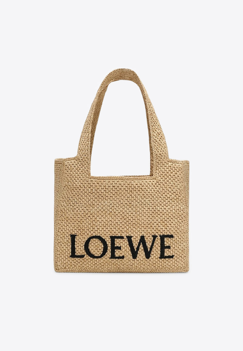 Loewe Medium Signature Font Raffia Tote Bag Natural A685B61X05NF/S_LOEW-2123